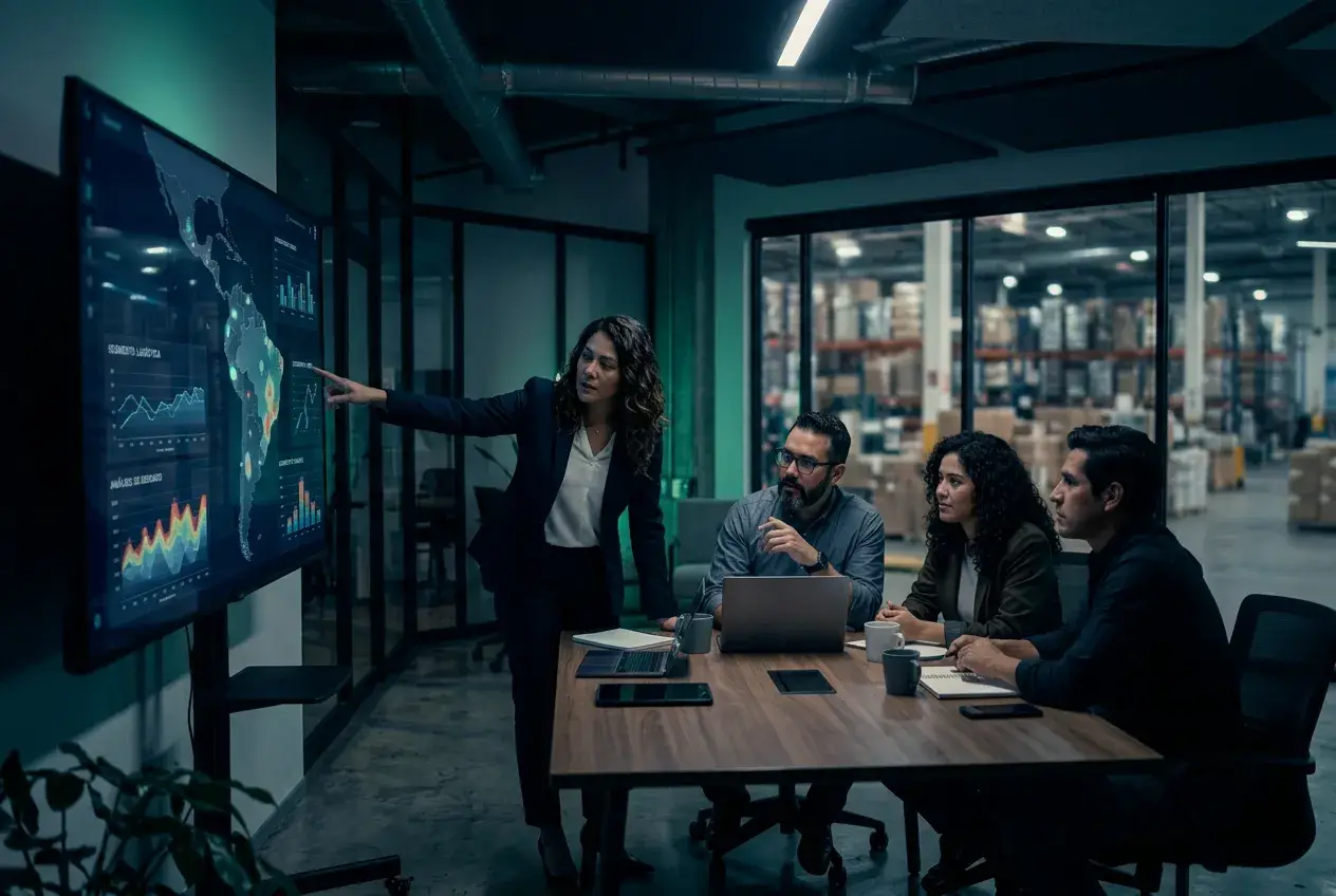 Equipo de estrategia B2B revisando segmentos de mercado en una sesión de planeación