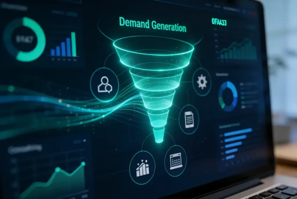 Visualización de un funnel de demand generation B2B por industria